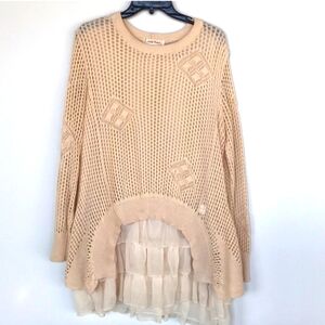 Boutique Simply Couture Cream Layer Sweater Medium
